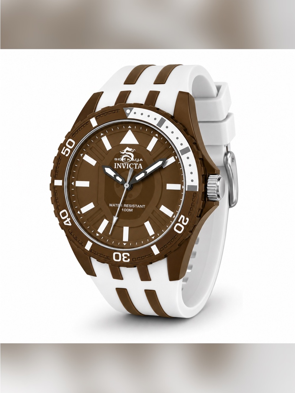 Invicta Brown and White Silicone Dive Watch
